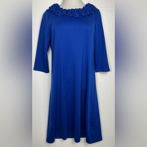 Appleseeds vintage royal cobalt  blue dress ruffle neckline detail size M